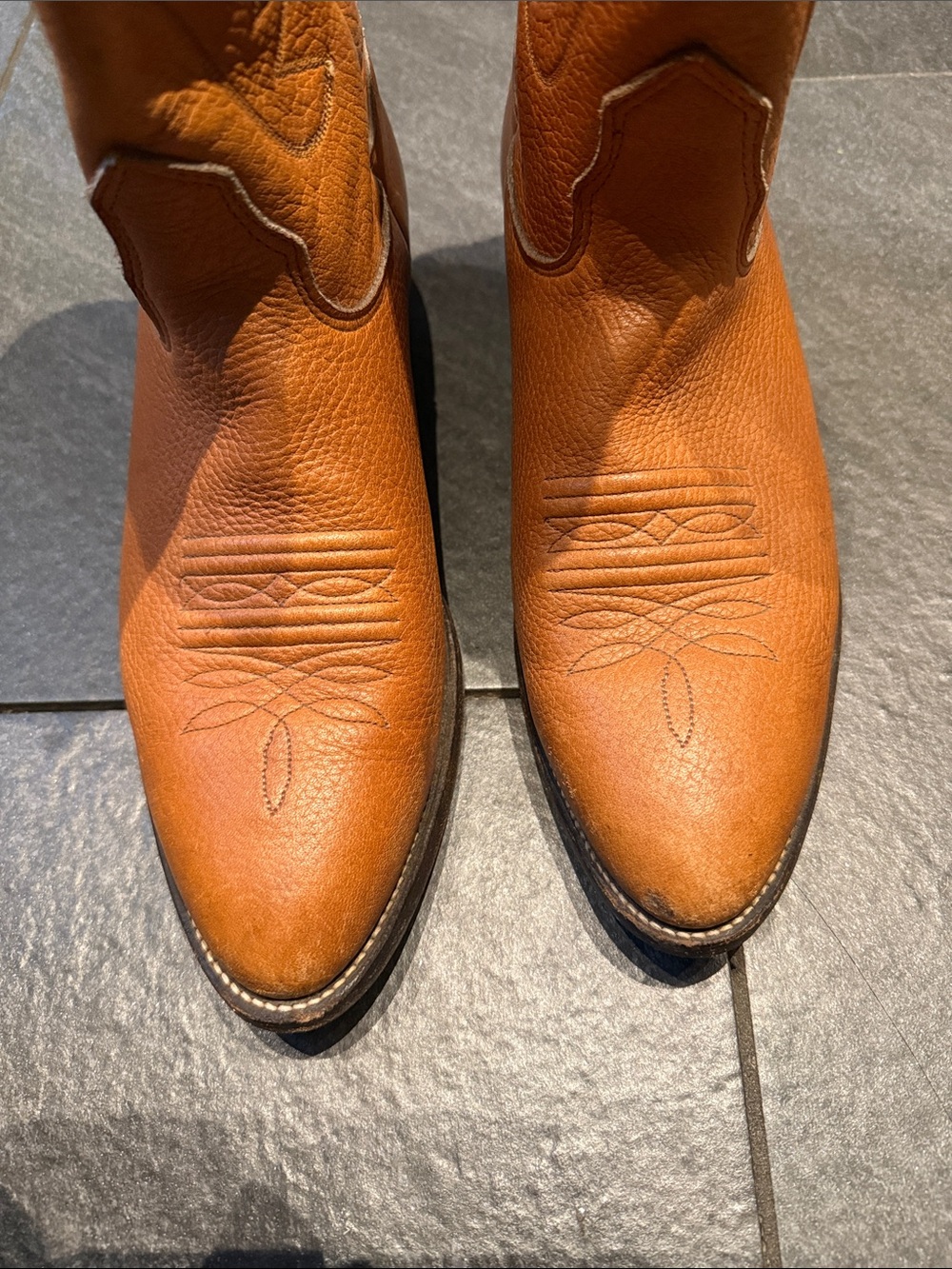 Vintage Nocona Cognac Western Leather Cowboy Boots - Picture 3 of 12